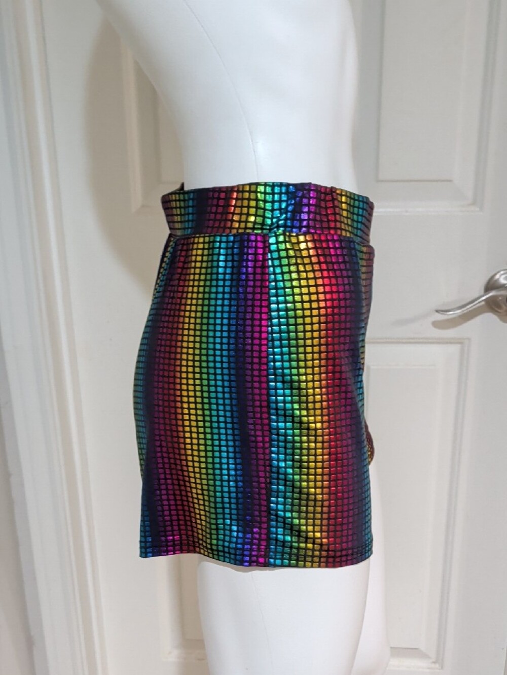 Retro Rainbow Sequin Party Shorts for Women Medium/Large - Picture 4 of 6